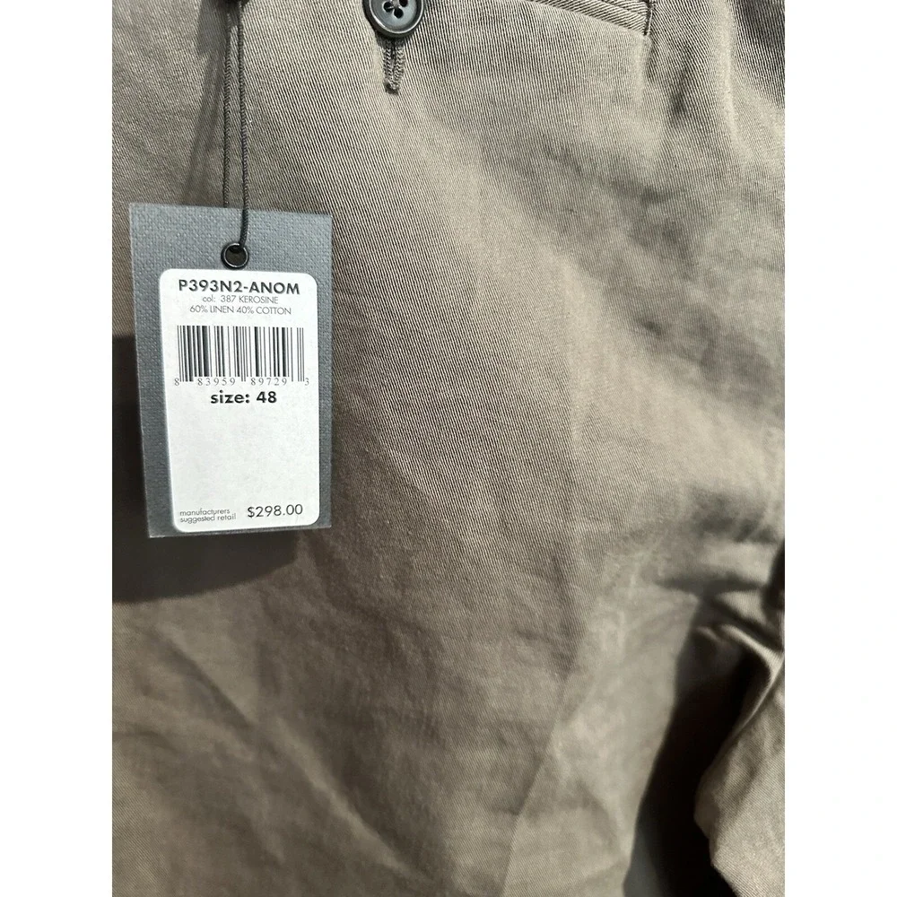 John Varvatos‎ Men's Linen Blend Chino Style Pants Sz 48 34x38 Not Hemmed